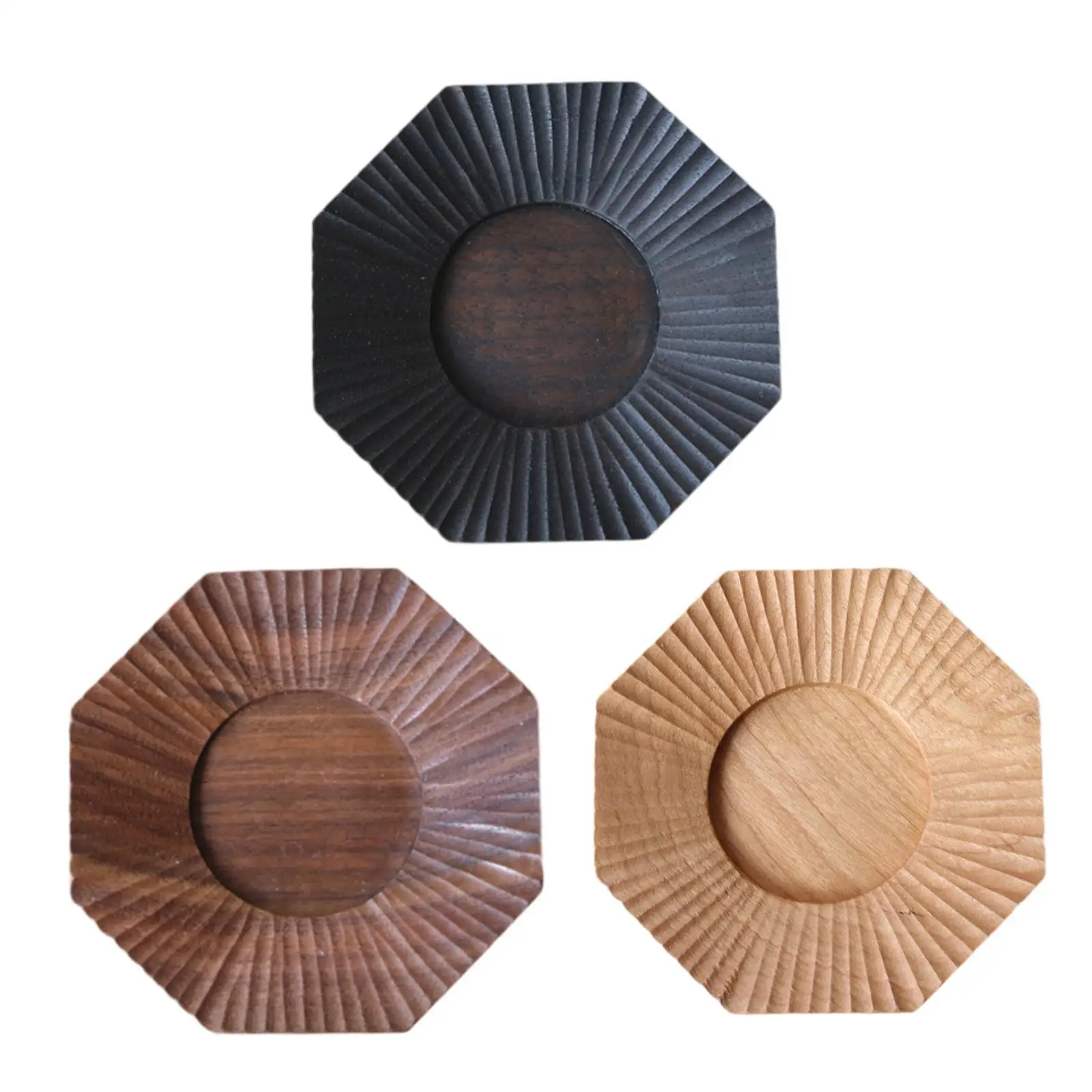 Wood Coaster Table Drink Coaster Octagonal Decorative Decoration Wooden Tray for Dining Room Office Kitchen Home Living Room