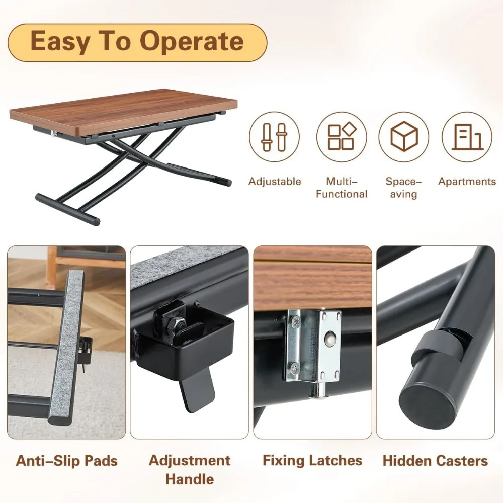 4人用の調節可能な折りたたみ式ダイニングテーブル、狭いスペース用の折りたたみ式テーブル、食べるために持ち上げることができるコーヒーテーブル、傷つきにくい
