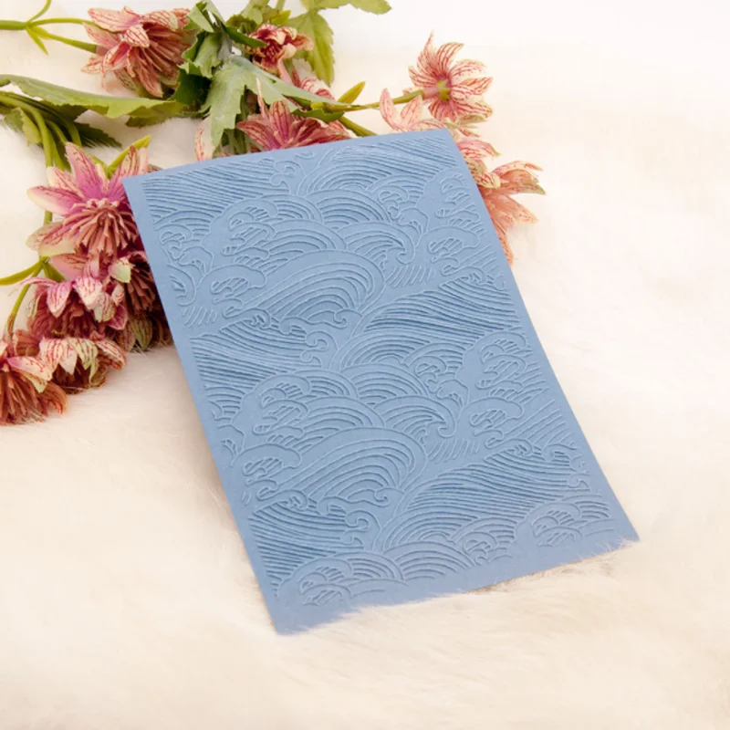 Sea Wave Plastic Bump Embossing Template DIY Scrapbook Journal Fondant Indentation Album Card Make Decoration Stencils Reusable