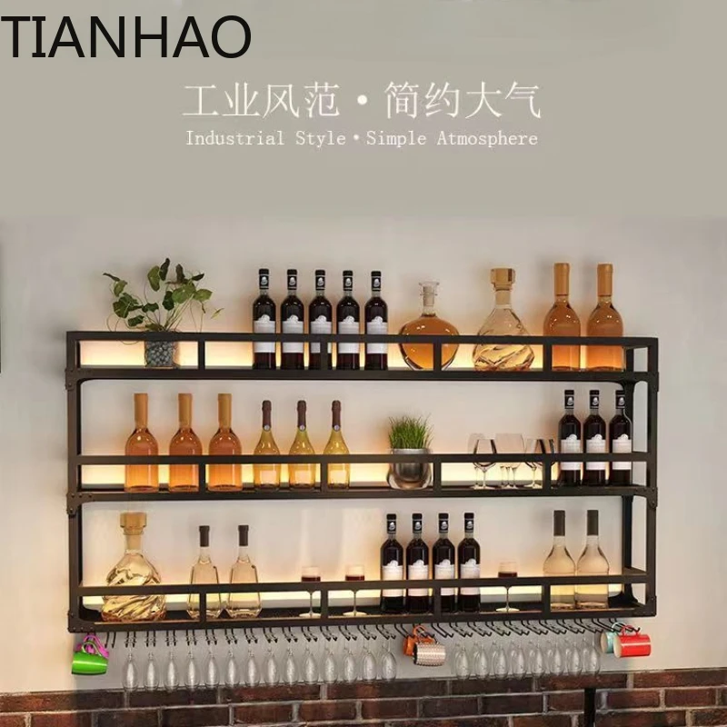 Modern Lighting Wall Mounted Wine Cabinet, Bar Counter Background, Wine Cup Holder, Inverted Wall Mounted Shelf, Wine Rack