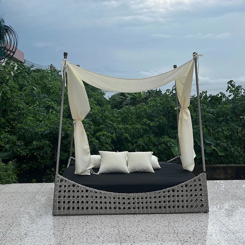 Outdoor rattan bed, balcony leisure rattan chair, outdoor courtyard bed