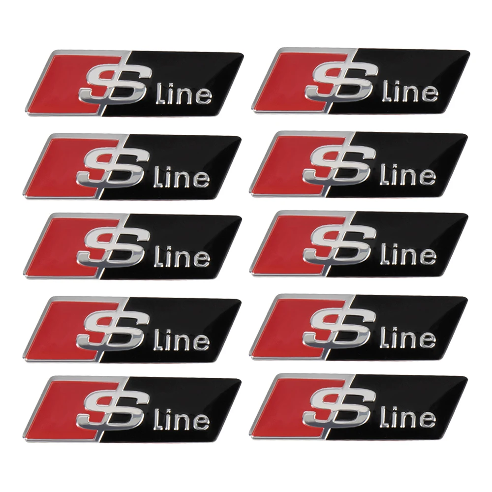 3D Aluminium SLINE RS Badge Auto Stuurwiel Sticker Autoembleem Ventieldop Voor Audi Sline RS5 S3 A3 B8 B6 A5 A6 Q5 RS Q6 TT C4