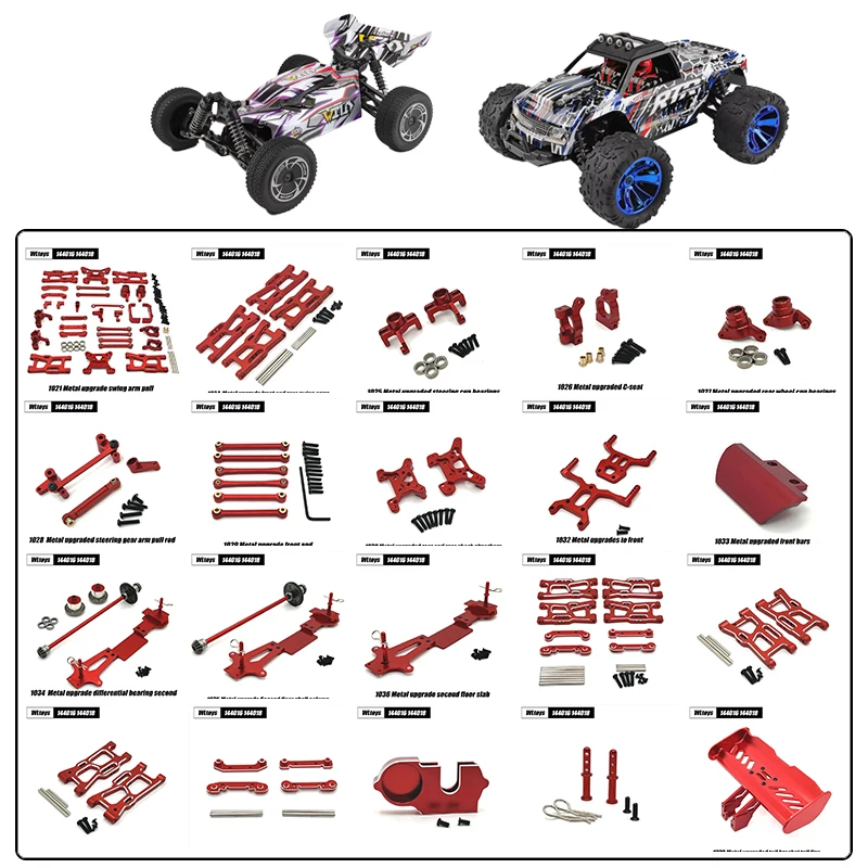 

Wltoys 144016 144018 Metal Upgrade Parts Shock Absorber Bracket Chassis Guard Tire Shell Pillar Rear Wheel Cup Bearings