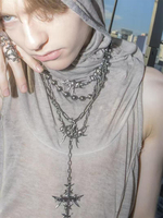 Tassel Cross Necklace Cyberpunk Style For Women Men's Jewelry Accessories Party Gifts