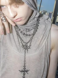 Tassel Cross Necklace Cyberpunk Style For Women Men's Jewelry Accessories Party Gifts