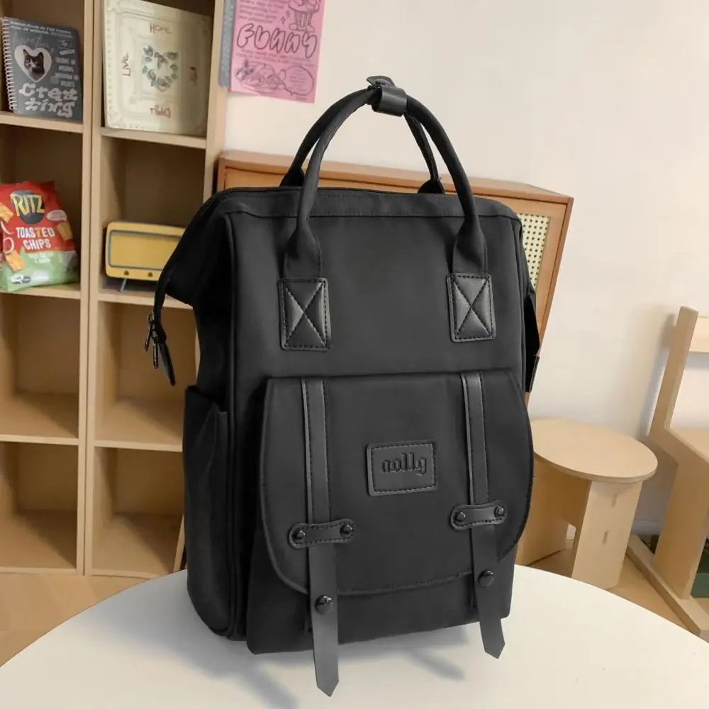 

Causal Solid Color Backpack Waterproof Nylon Bookbag Student Large Capacity Daypack Back to school