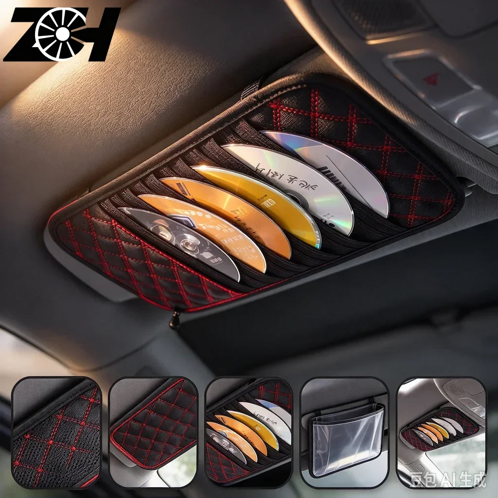 Car Red Wine Cd Clip Sun Visor Storage Bag Leather Tissue Box Bag Car Cd Cd Package Glasses Folder Holder