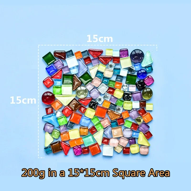 120g/4.23oz Diversified Glass Mosaic Tiles Shape/Color Mix Tile Round/Triangle/Square DIY Mosaic Craft Shiny Materials