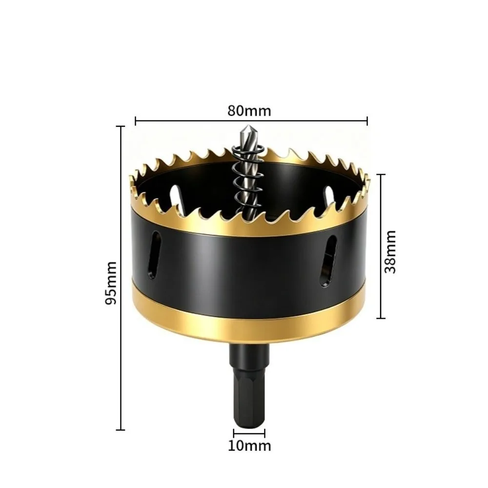 New Triangular Shank Bi-Metal Hole Saw 15-80mm with Pilot Drill Hole Saw Cutter Hole Cutting Tool Drill Presses