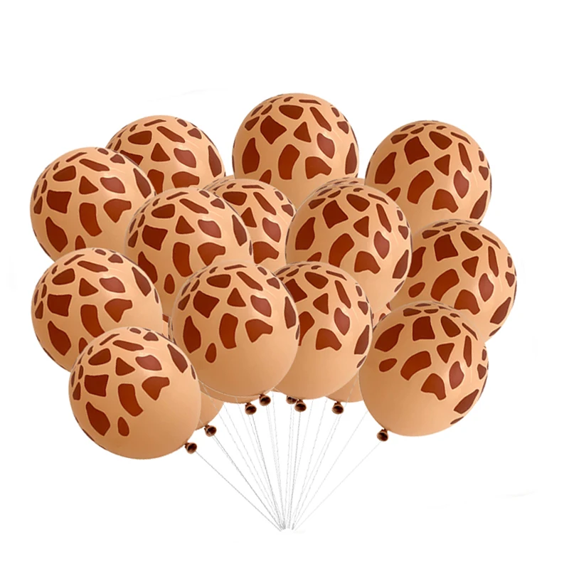 15pcs giraffe print latex balloons jungle themed birthday party outdoor camping decoration balloons