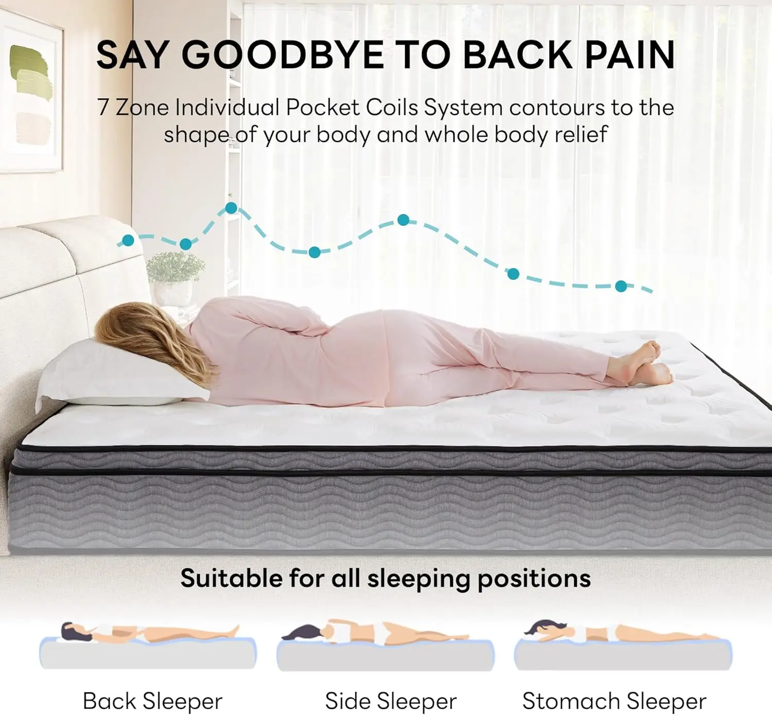 مرتبة LIKIMIO Queen/Twin، مرتبة إسفنجية الذاكرة مقاس 10/12 بوصة لتخفيف الضغط، صلابة متوسطة، شهادة غير قابلة للانزلاق - معتمدة من الولايات المتحدة #5