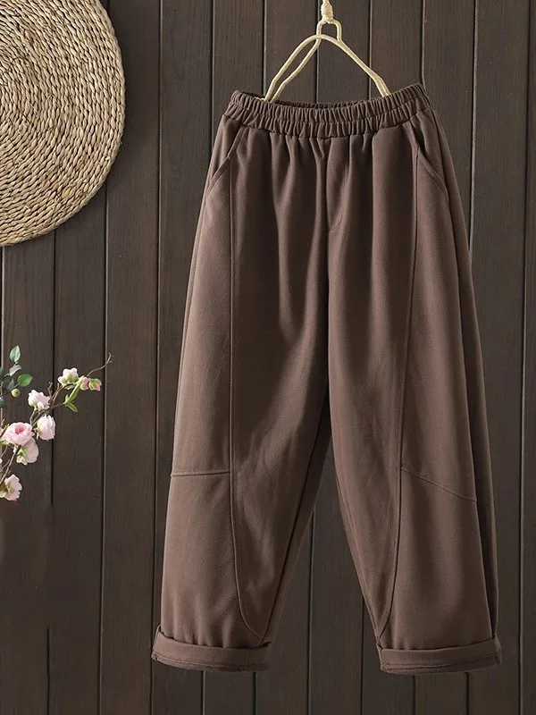 

High-End plus Size Casual Pants Women's Artistic Drapey Faion Slimming Waed Banana Jeans Straight Leg Trousers