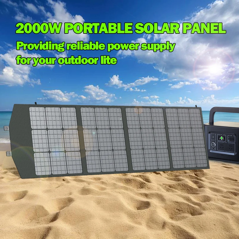 2000W Portable Folding Solar Panel High‑Efficiency Solar Charger for Power Station RV Camping Outdoor Emergency Power Supply