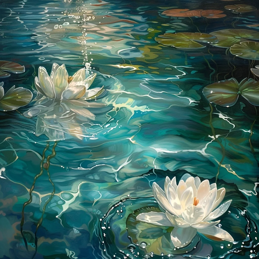 

Beautiful Lotus, 500 PCS Jigsaw Puzzles Challenging Family Activity Games for Gameroom Bedroom Livingroom Gift