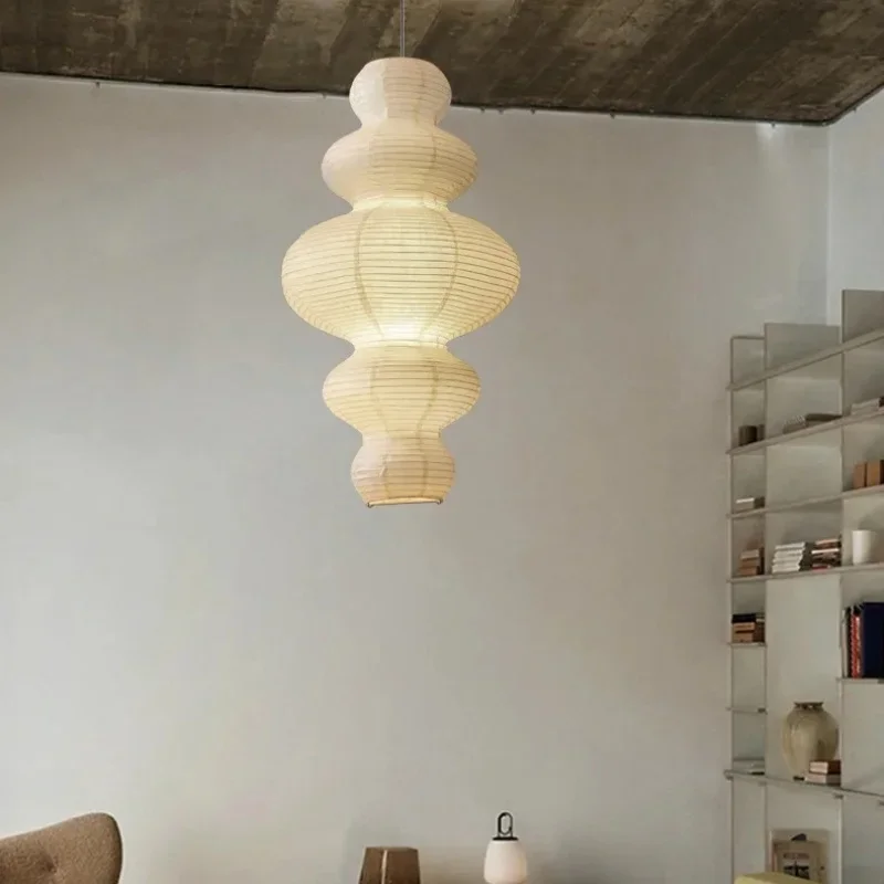Japanese Style Wabi Sabi E27 Pendant Lamp Stairs Led Hanging Light Rice Paper Suspend Chandelier Indoor Led Luminarias Fixtures
