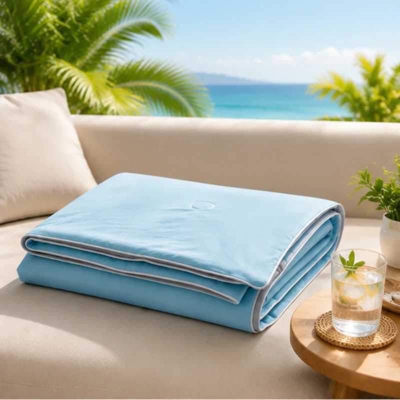 

Soft Smooth Ice Silk Cooling Quilt Solid Tone Thin Light Comforter Multi Sizes For Summer AC Bedroom Daily Sleep Rest At Home