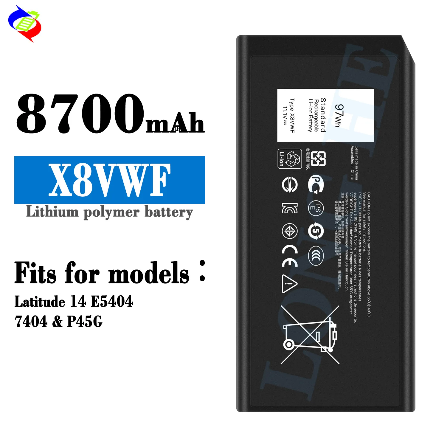 X8VWF Laptop Battery for Dell Latitude 14 Rugged 5404 5414 E5404 E7404 7414 VCWGN YGV51 CJ2K1 Replacement Battery 97Wh
