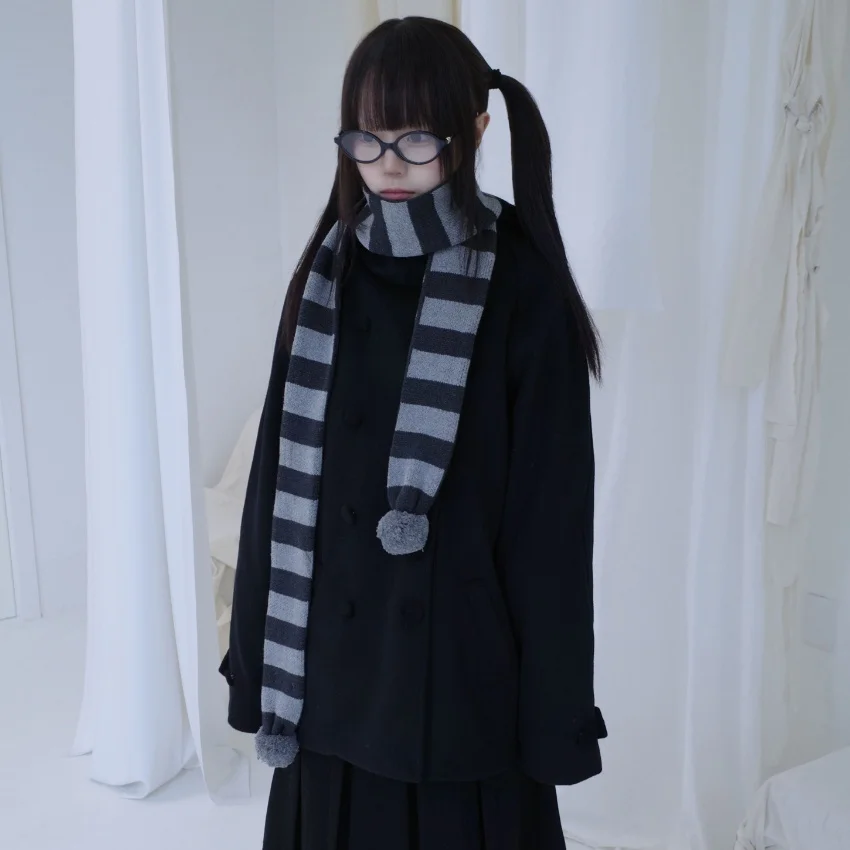 

Осеннее японское винтажное длинное пальто Y2K, женское двубортное свободное шерстяное пальто с капюшоном, эстетичная верхняя одежда в консервативном стиле 2026