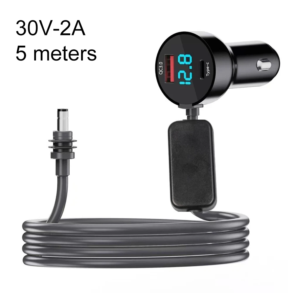 

3-in-1 Digital Display Car Charger For Starlink-Mini With 12V-24V DC Power Cord, 30W-QC3.0 USB/Type-C Interface
