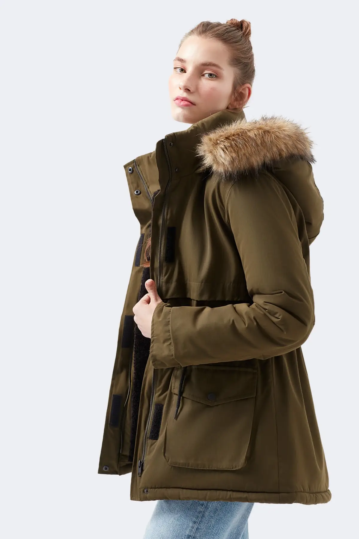 Women\'s Fur Green Parka Height: 178 Cm Waist: 60 Cm Bust: 86 Cm Hips: 88 Cm Women\'s Outdoor Wear Stylish Comfortable Parkas