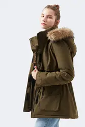 Parka verde de piel para mujer, altura: 178 Cm, cintura: 60 Cm, busto: 86 Cm, caderas: 88 Cm, ropa de exterior para mujer, Parkas cómodas y elegantes