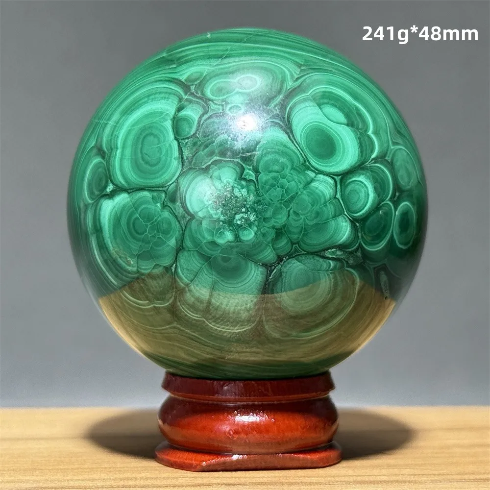 Malachite Natural Original Stone Mineral Specimen Ball Hand-Polished Energy Treatment Witchcraft Home Decoration Collection+Base