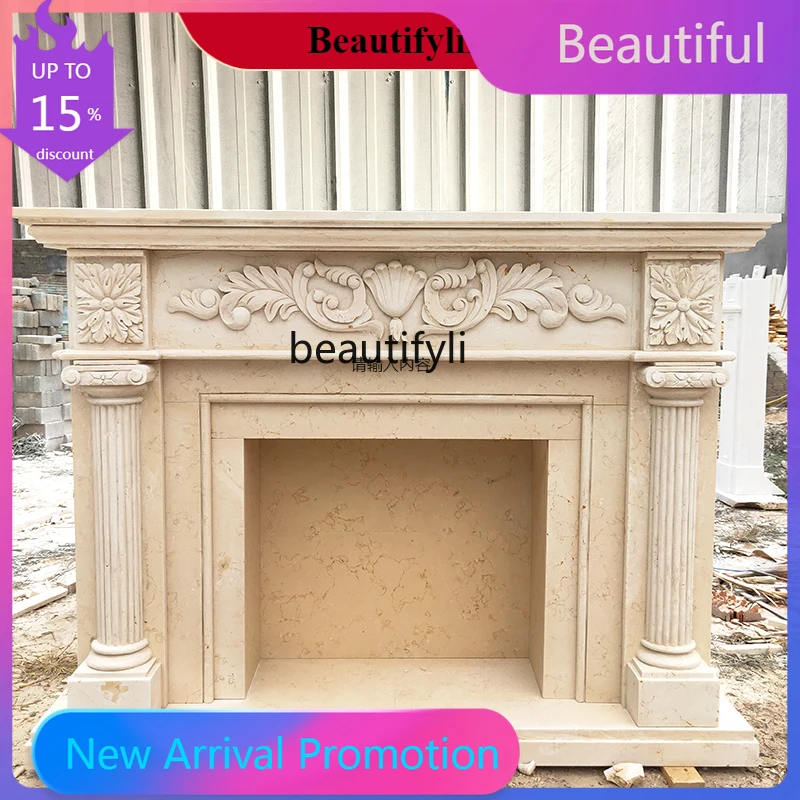 

KK80 A132 Marble mantel stone carving European fireplace TV background wall decorative ornament fireplace