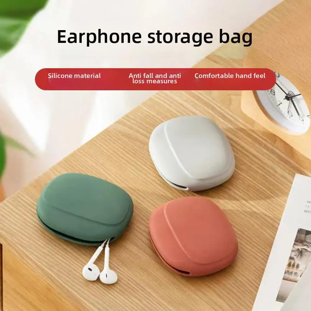 Silicone Storage Bag for Data Cable & Wired Earphone Headphone Organizer Portable Storage Carrying Case Soft Mini Key Box