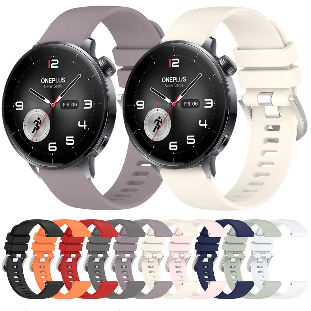 18/20/22mm Silicone Strap For OnePlus Watch 3/2 2R/Lite Sport bracelet belt Watchband HUAWEI GT6 5/OPPO/Xiaomi S4/realme band
