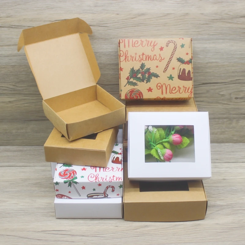 10pcs more size gifts box with window Marbling pattern paper christmas gifts package box candy wedding favors party supplies