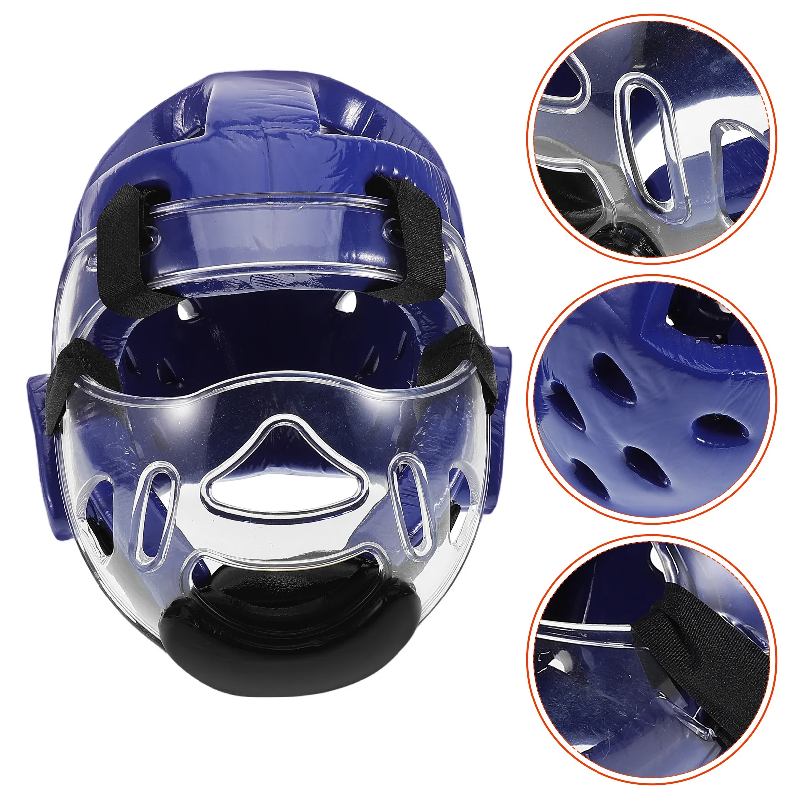 

Taekwondo Karate Headgear Kids Adjustable Removable Face Mask Sparring Gear Blue Training Boxing Safety
