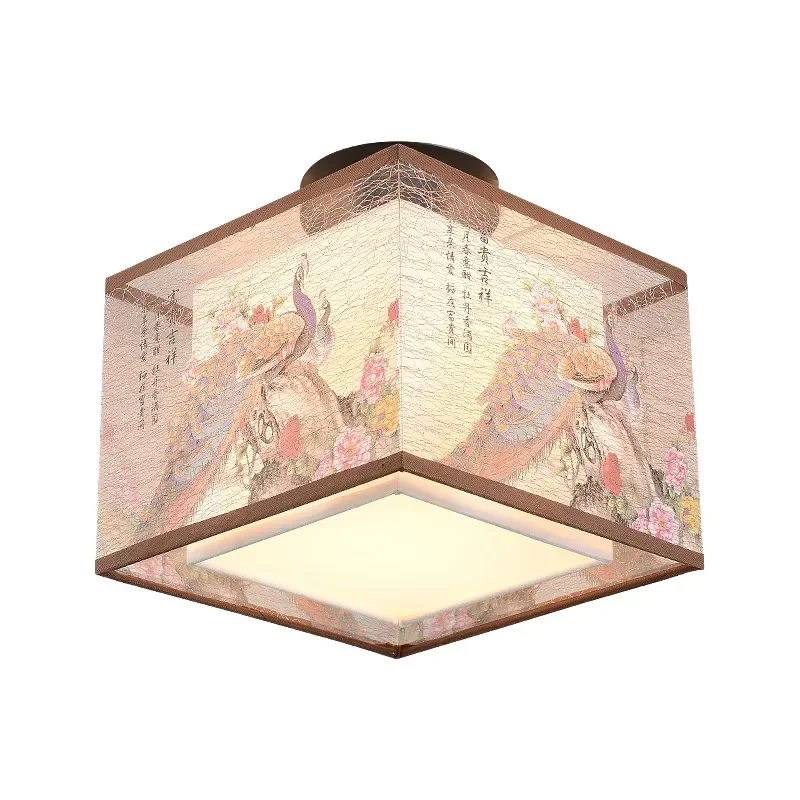 Chinese Style Lotus Ceiling Lamp Chandelier Corridor Lighting LED Suspension Light with Simple  Painting Design Creative