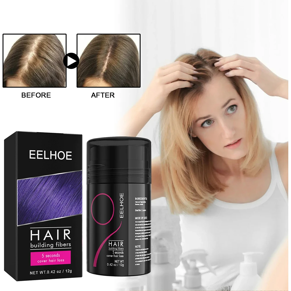 12g Hair Building Fiber Powder Thicker Hair Dense Cover Hair Loss Refill Thickening Fiber Hair Powders Instant Regrowth Tools