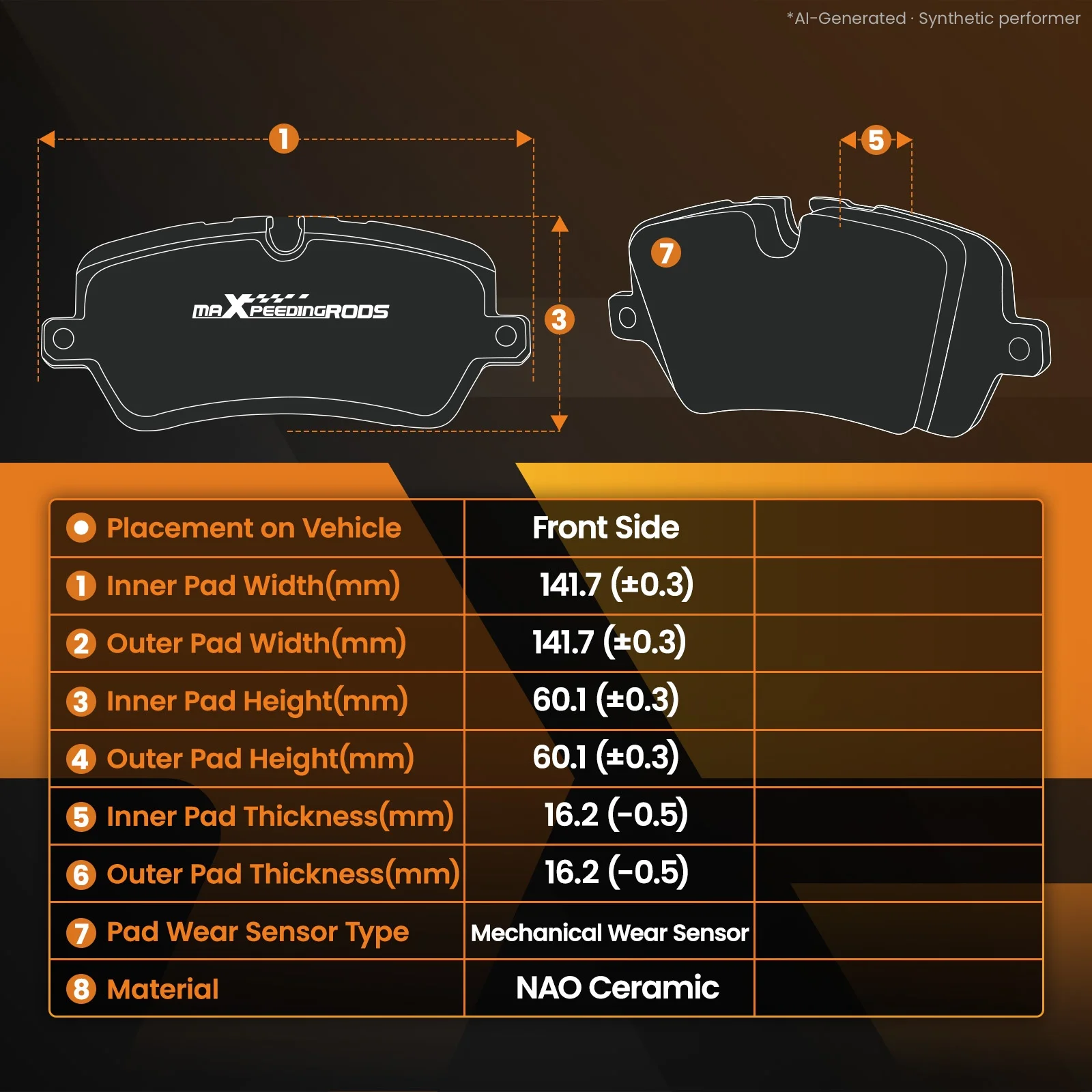 Front L&R Ceramic Brake Pads Kit for Nissan Rogue 2014-2020/Rogue Sport 2017-22