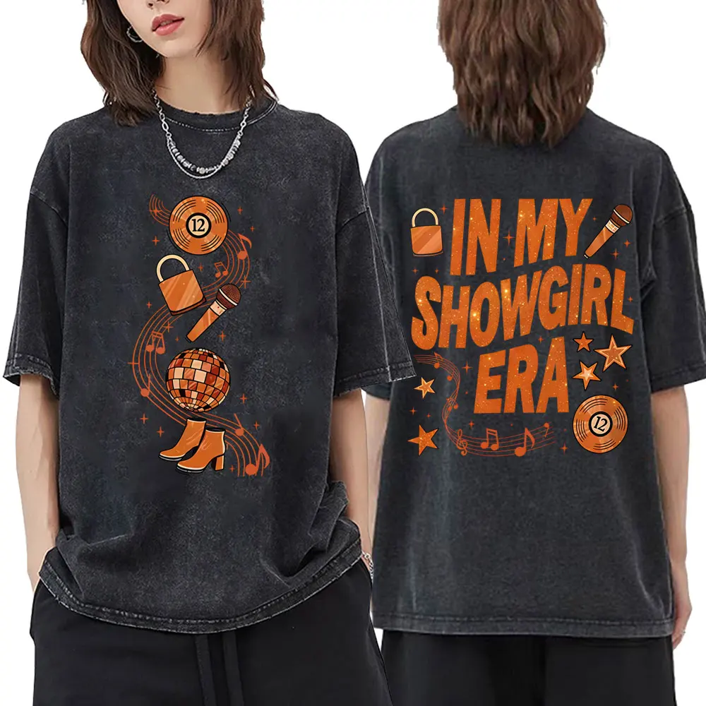 

Vintage Washed The Life of A Showgirl Era 2025 T Shirts Men Women Fashion Oversized T-shirt Casual Cotton Short Sleeve Tee Shirt