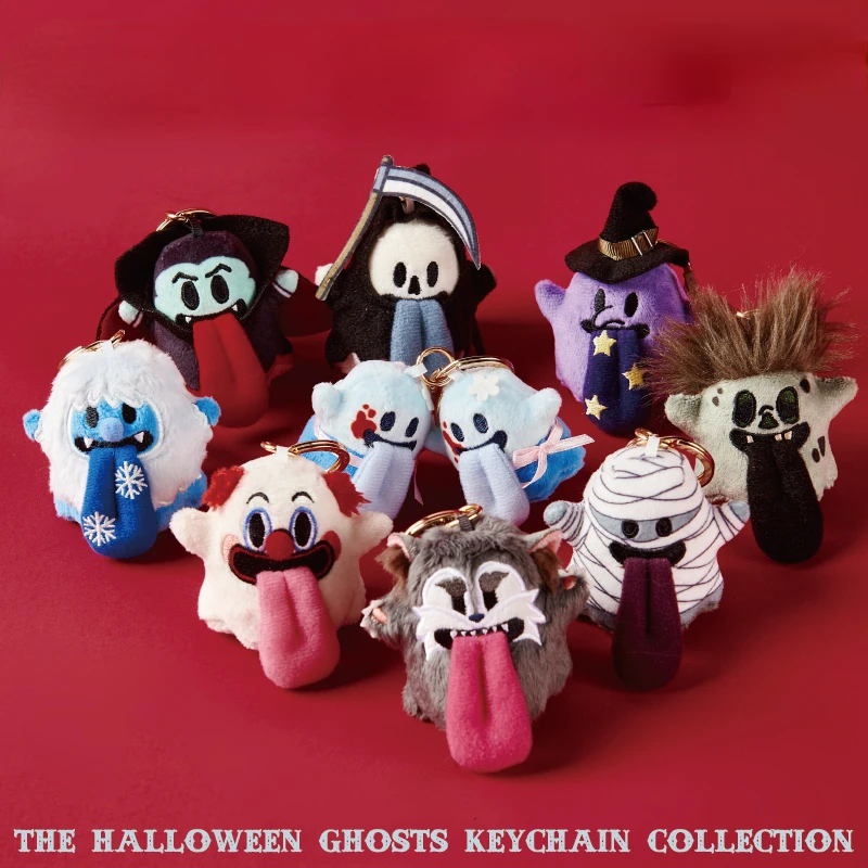 Originale Halloween brillante neve mostro Zombie lupo mannaro strega pagliaccio fantasma Mini peluche ciondolo portachiavi 5cm regali di natale