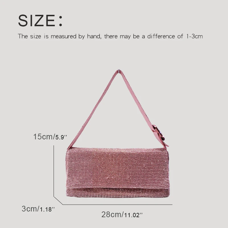 Shining Evening Bags For Women Luxury Designer Handbag And Purse 2024 New In PC Imitation Diamond Hollow Small Underarm Shoulder