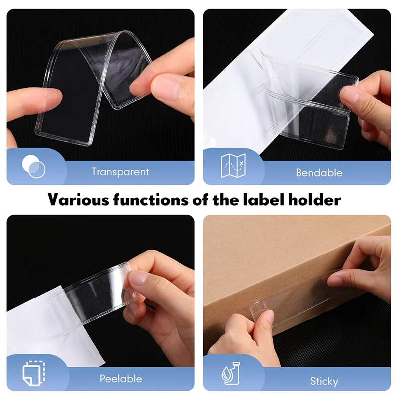 AU61-Holders Adhesive Shelf Tag 1.2 X 4.3 Inch Clear Shelf Tag Card Pockets Drawers For Supermarket (60 Pack)