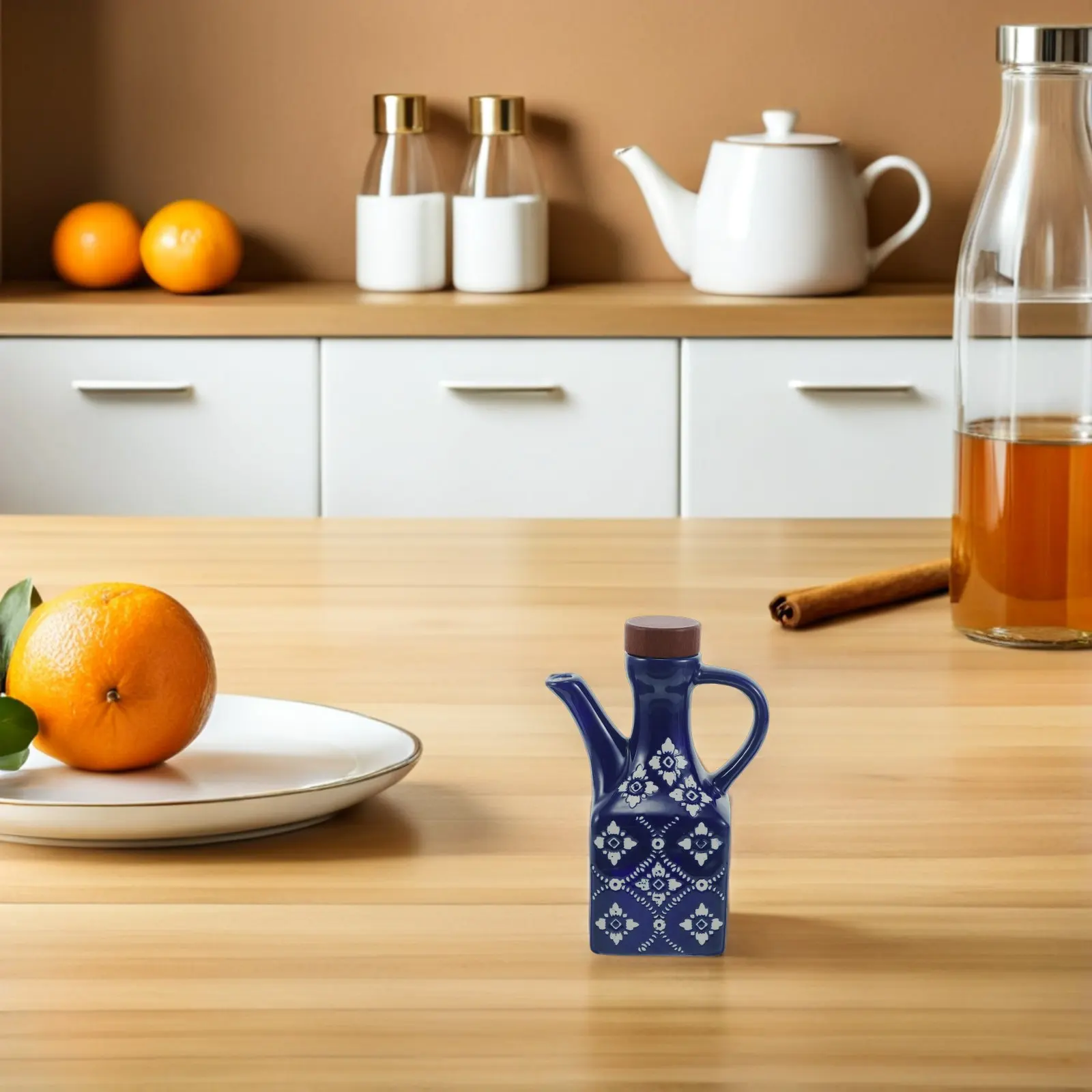 250Ml Ceramic Oil Dispenser Bottle for Kitchen Commercial Use Precise Pour Spout Soy Sauce Vinegar Olive Oil Condiment Cruet