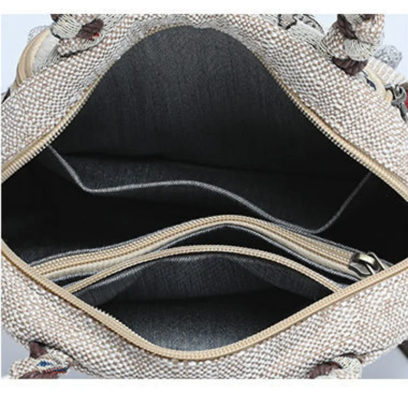 New Handbag Messenger Bag Female Ethnic Style Cotton Linen Canvas Women Bag Woven Embroidered Yunnan Versatility for Traveling