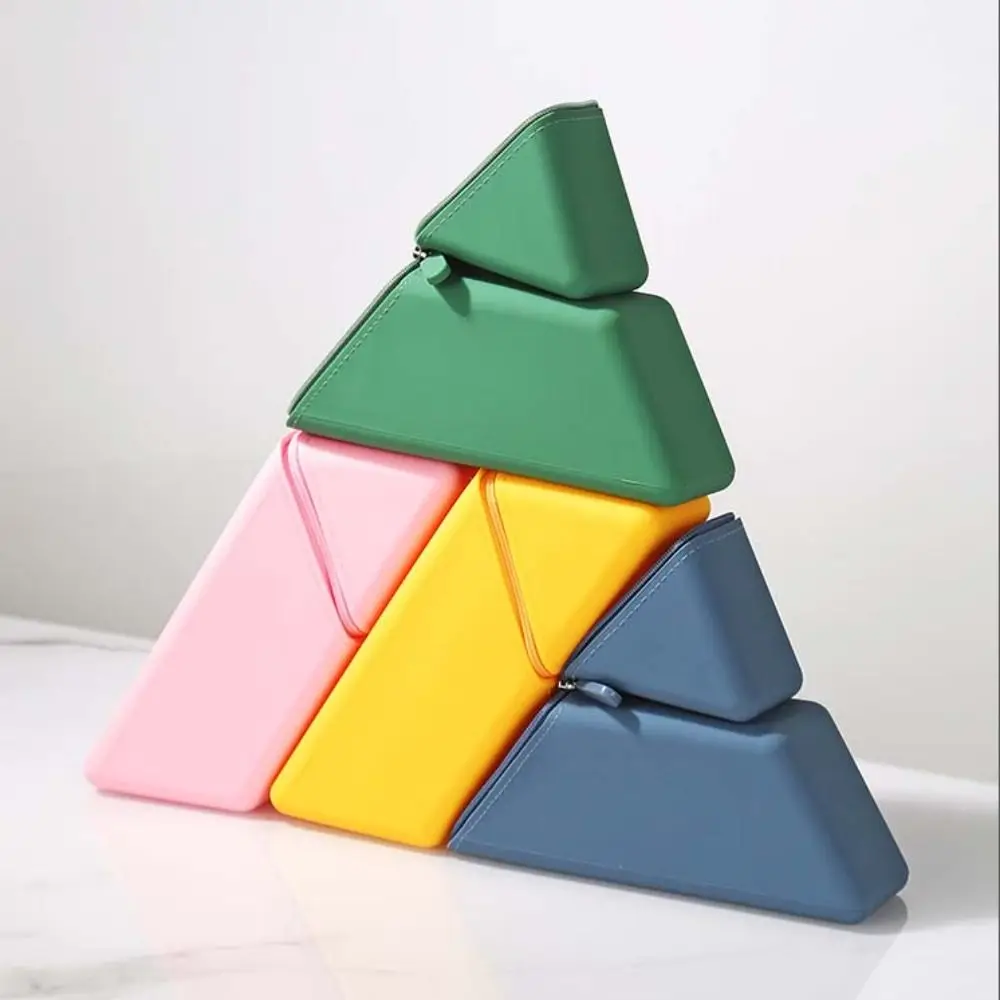 Vertical Silicone Pencil Case Stable Standing Rectangular Stationery Organizer Large Capacity Zipper Pencil Bag Student Children