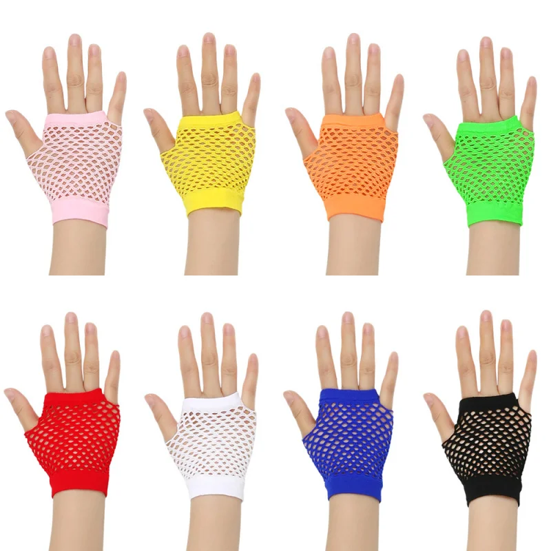 Wholesale 12pcs Set Short Fishnet Pink White Sexy Stretch Punk Gloves European American Hollow Mesh Glove Club Working Sleeve