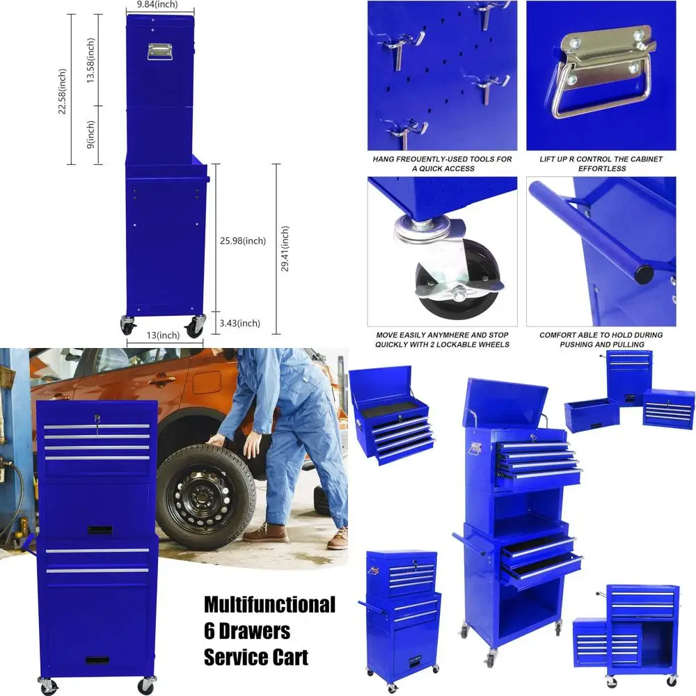 

6-ящикный мобильный ящик для инструментов с колесами для решения для хранения в гараже и мастерской