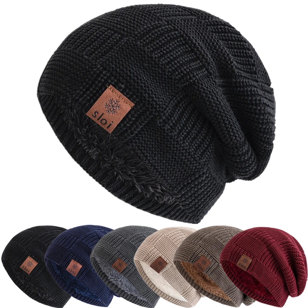 

Унисекс с напуском зимние шапки плюшевые теплые шапки на флисовой подкладке для мужчин и женщин повседневный декор зимние лыжные спортивные вязаные шапки