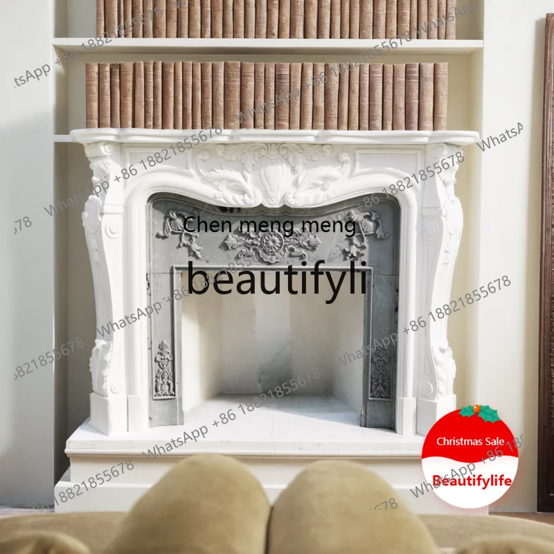 

C45 New marble white marble stone French European decorative mantel Quyang carving