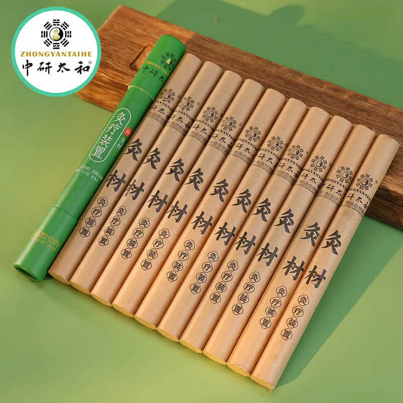 ZHONGYAN TAIHE 10pcs Moxa Sticks + 1 Device Moxibustion Set, Portable Acupuncture Heat Tool