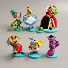 6-10cm 6pcs/Lot Alice in Wonderland Cheshire Cat White Rabbit Cake Car Desk Decoration Figure Toys