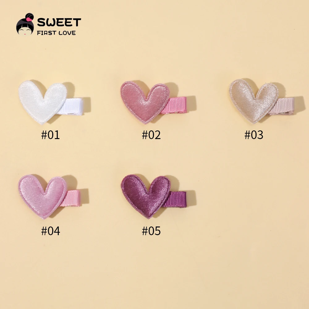 5Pcs/Set Baby Girls Heart Hair Clips Soft Velvet Hairpin For Kids Handmade Fully Lined Barrettes Children Hair Accessories