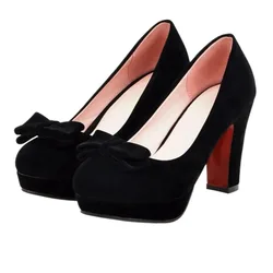 Big Size 34~43 Shoes Woman High Heels Round Toe Pumps Sweet Bow Wedding Platform Shoes Zapatos Mujer Sapatos Femininos 215-3