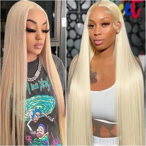 613 Blonde 13x6 HD Transparent Lace Frontal 100% Human Hair Wigs 36 Inch Brazilian Bone Straight Lace Front Wig for Black Women